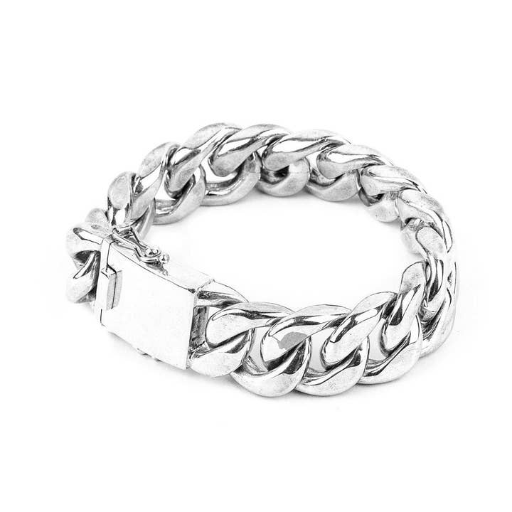 JUNGLE TRIBE – wholesale Länkar och kedjearmband – Tjock kubansk länk Silver kedja armband