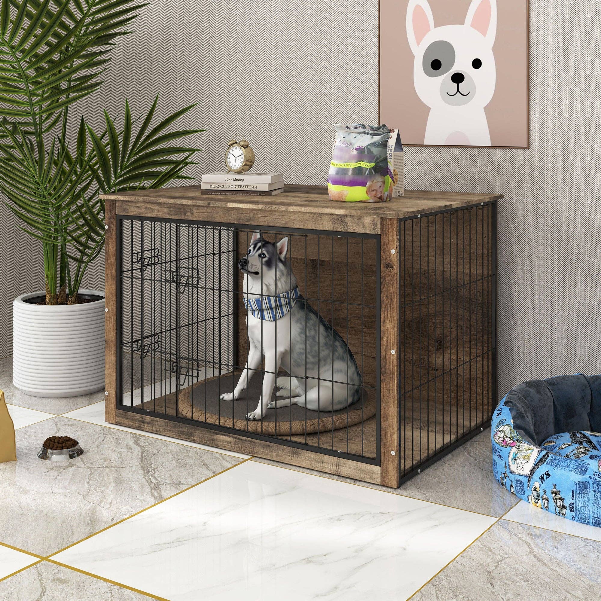 39F Inc. - Wholesale Pet Carrier - Dog - Wooden Dog Crate with Double Doors, Indoor Kennel1