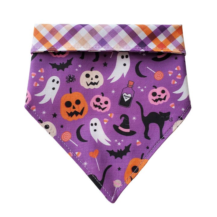 Purple Halloween - Reversible Dog Collar Bandana for wholesale by Charlie & the Hound