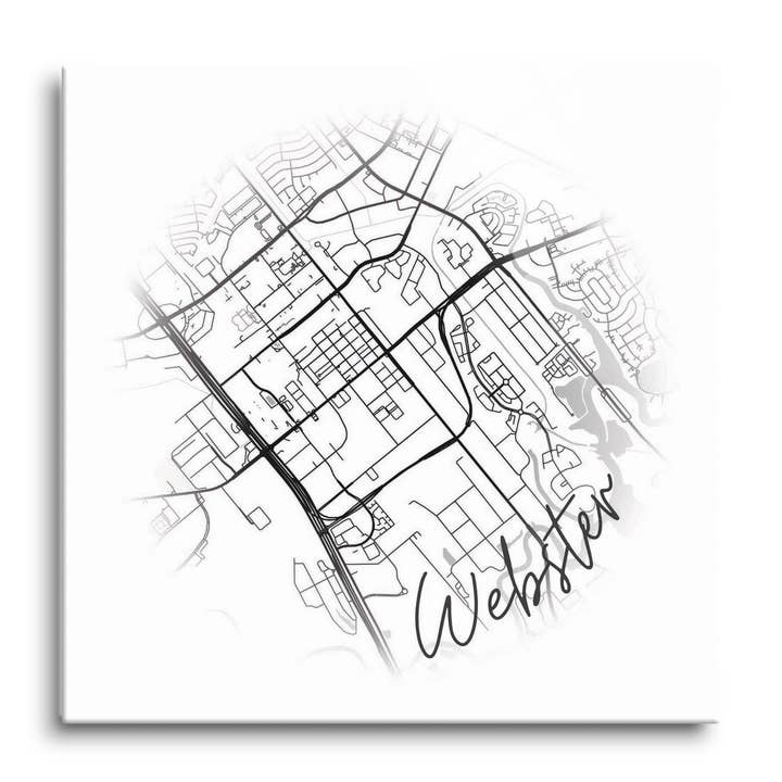 Minimalistic B&W Texas Webster Circl|12x12 Glass Plaque for wholesale by Love Local