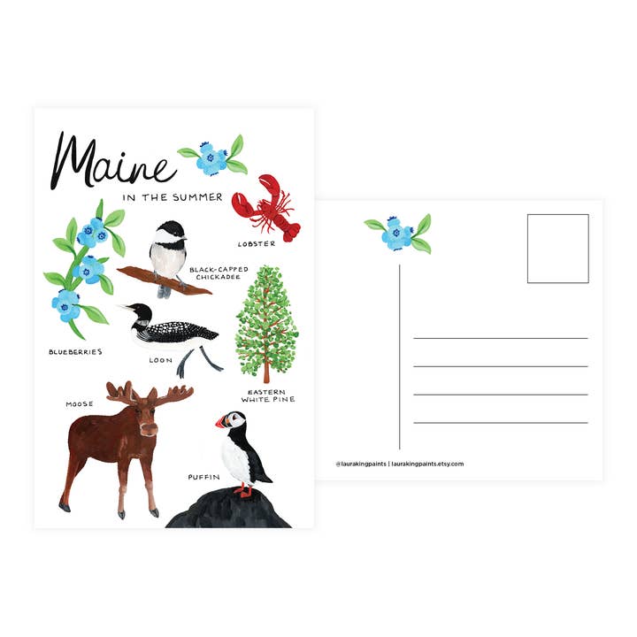 Maine i Sommer Postkort for engroshandel hos Laura King Paints