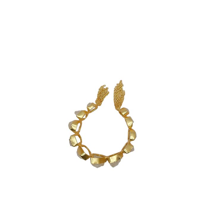 ZEYZEY - Wholesale Cuff Bracelet - Rough Crystal Quartz Handmade Statement Gold Cuff Bracelet3