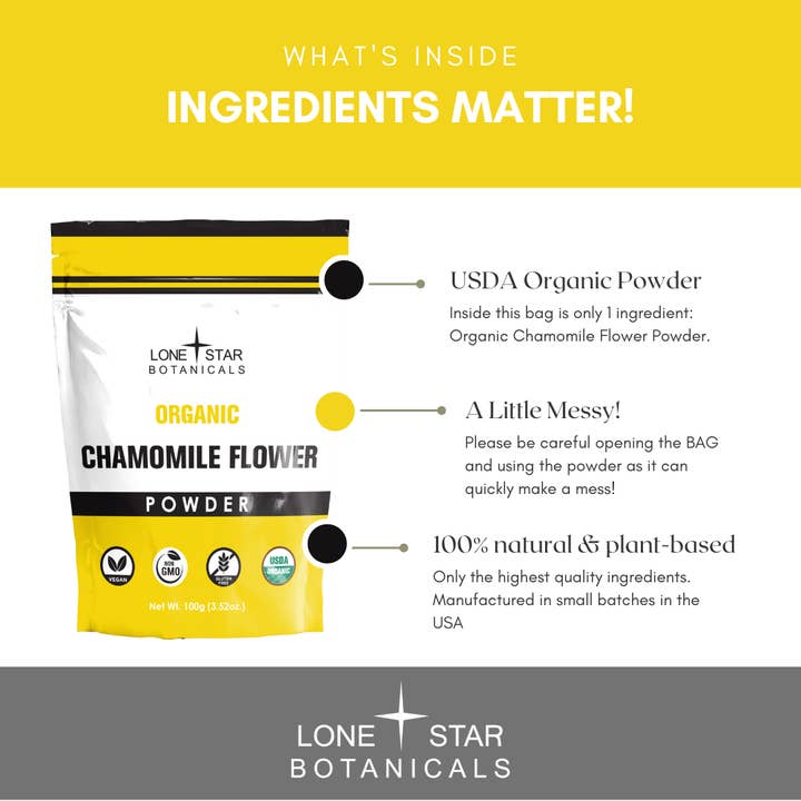 Lone Star Botanicals - Wholesale Protein/Superfood Powder - Organic Chamomile Flower Powder -- 3.52 oz