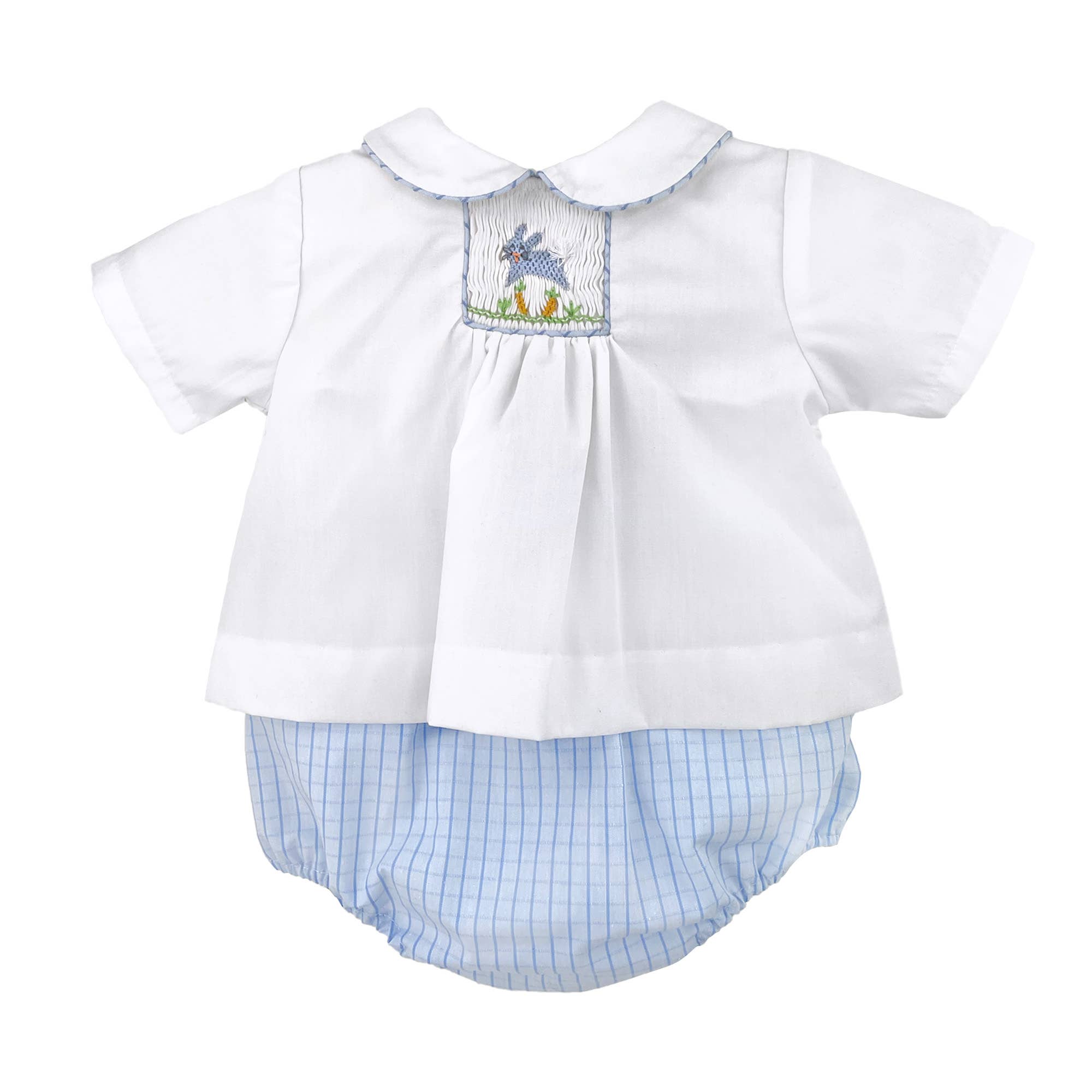 Petit Ami & Zubels - Wholesale Clothing Set - Baby - Diaper Set with Blue Easter Bunny Smocked Insert