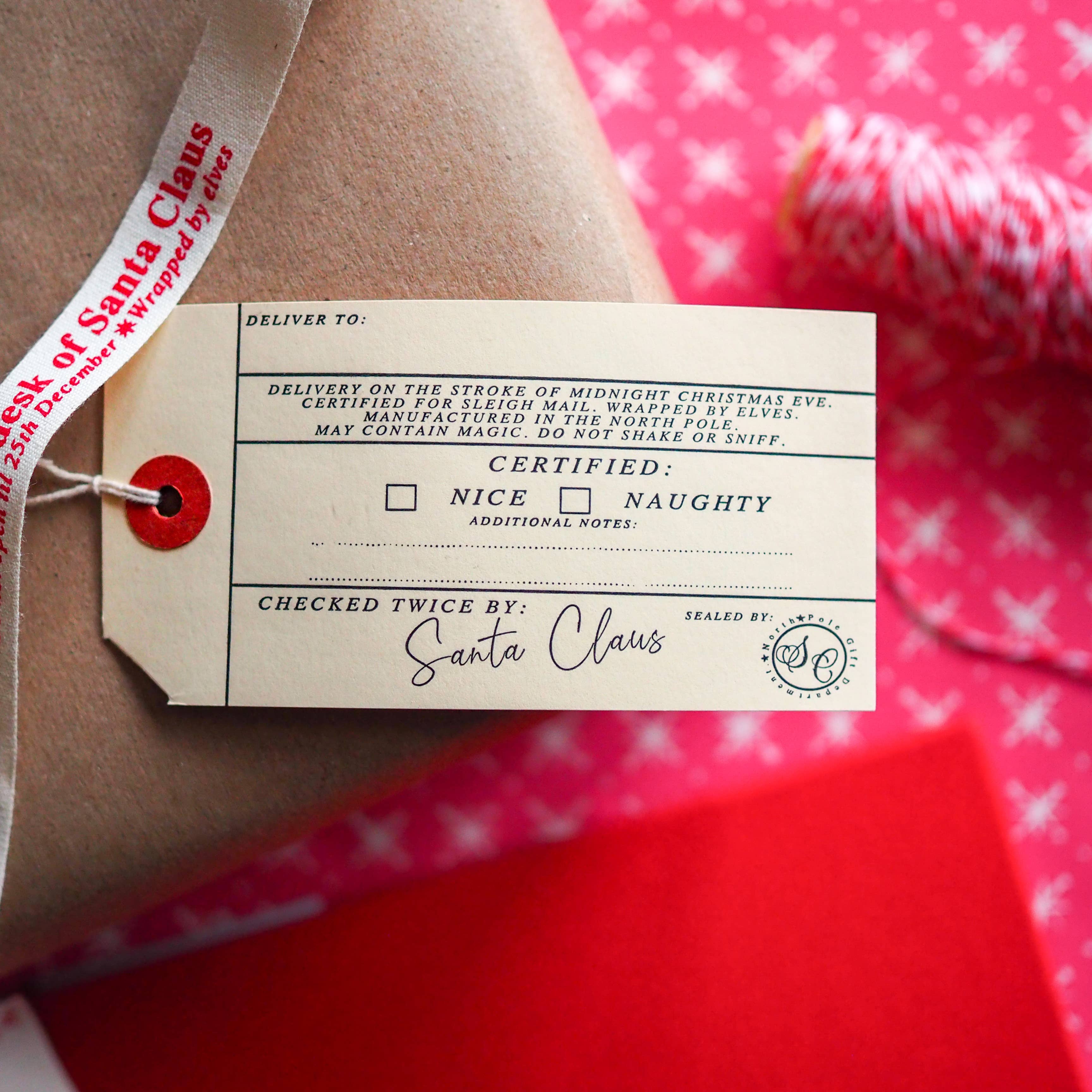 soch and co - Wholesale Gift Tag - Santa Claus Christmas letterpress gift tags 5pk1