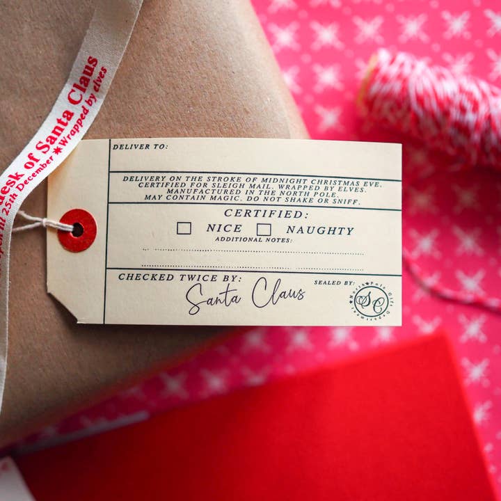 soch and co - Wholesale Gift tag - Santa Claus Christmas letterpress gift tags 5pk1