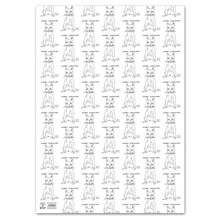 David Shrigley x Brainbox Candy - Wholesale Flat Wrap - David Shrigley Gift Wrap Cat's Penis Pack of 2 Sheets Folded