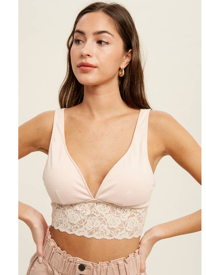 LACE TRIM DETAIL BRALETTE / WL22-6609 for wholesale by Wishlist Apparel