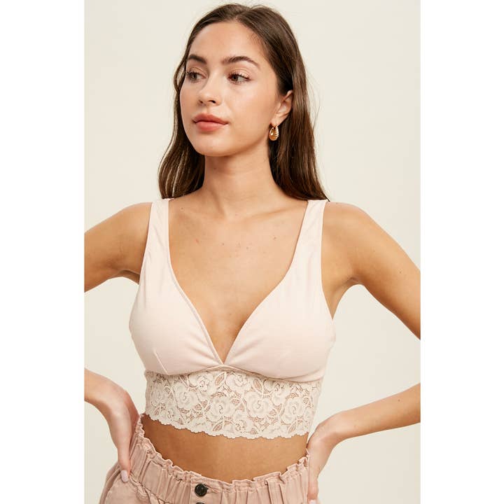 BLUSH LACE TRIM DETAIL BRALETTE / WL22-6609 for wholesale on Faire0