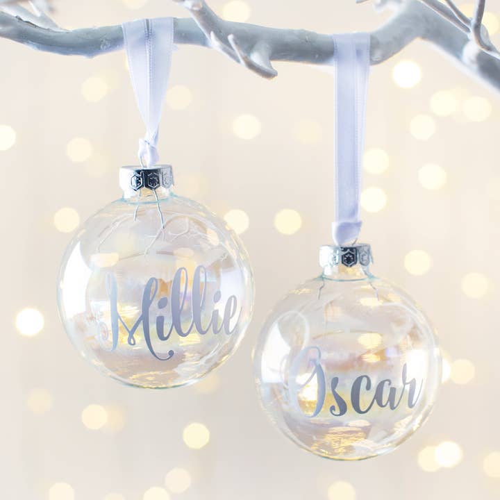 Personalised Iridescent Christmas Bauble for wholesale by Twenty-Seven Enterprises Ltd