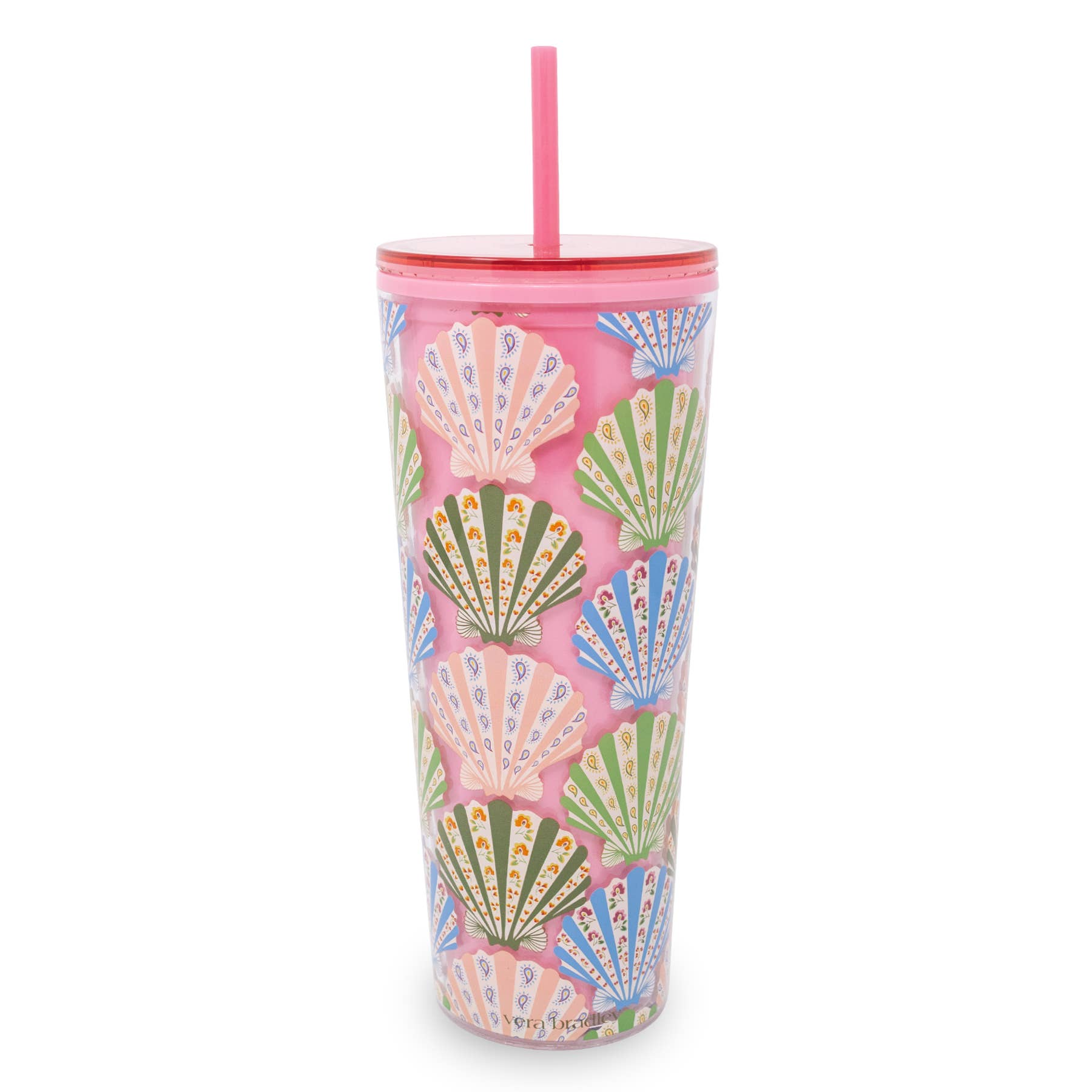 Vera Bradley by Lifeguard Press - Wholesale Insulated Mug/Tumbler - Double Wall Tumbler with Straw, Cottage Shells1