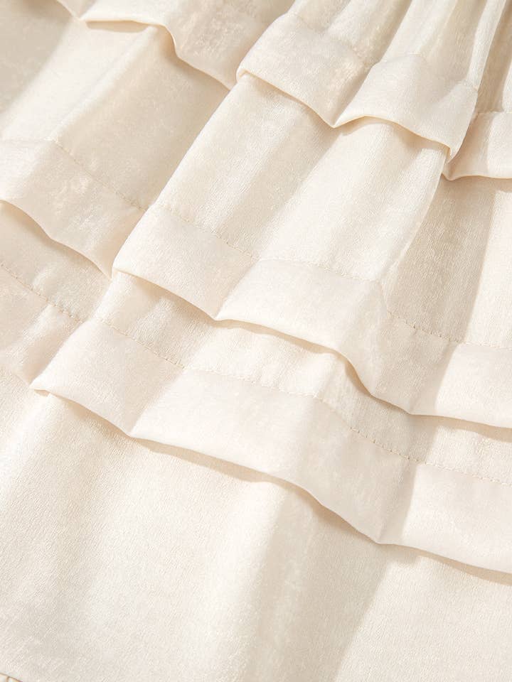 Beige Chana Elastic Waist Mini Skirt for wholesale on Faire4