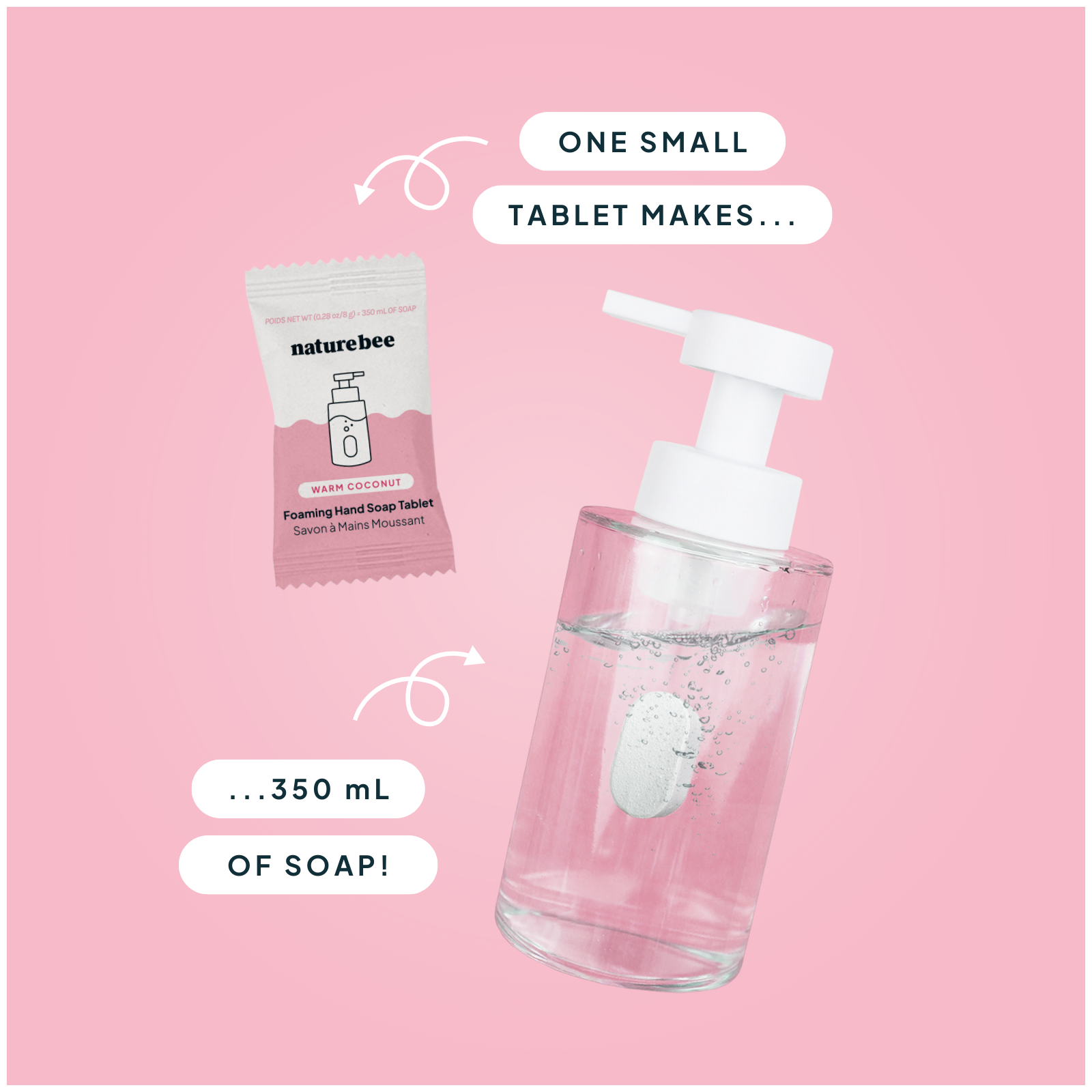 NATURE BEE – wholesale Handtvål – NATURE BEE varm kokos koncentrerad skumtvål för händer, påfyllningstablett3