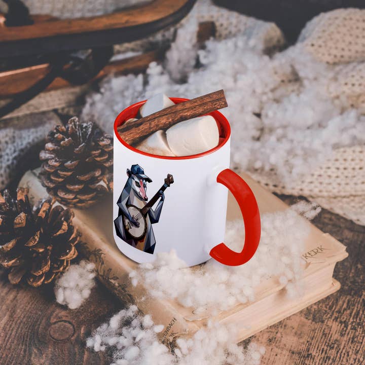 3dRose - Wholesale Coffee Mug - 3dRose, Funny Cute Possum Playing Banjo Music Abstract Street Cat , Mug
