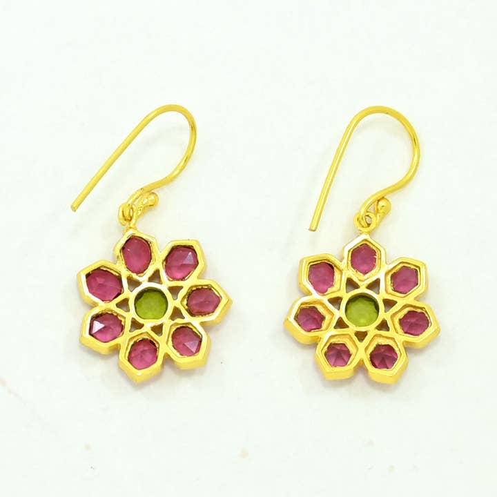 Schmuckoo Berlin - Wholesale Dangle Earrings - Remy Earring Gold Plated - Pink & Green Tourmaline