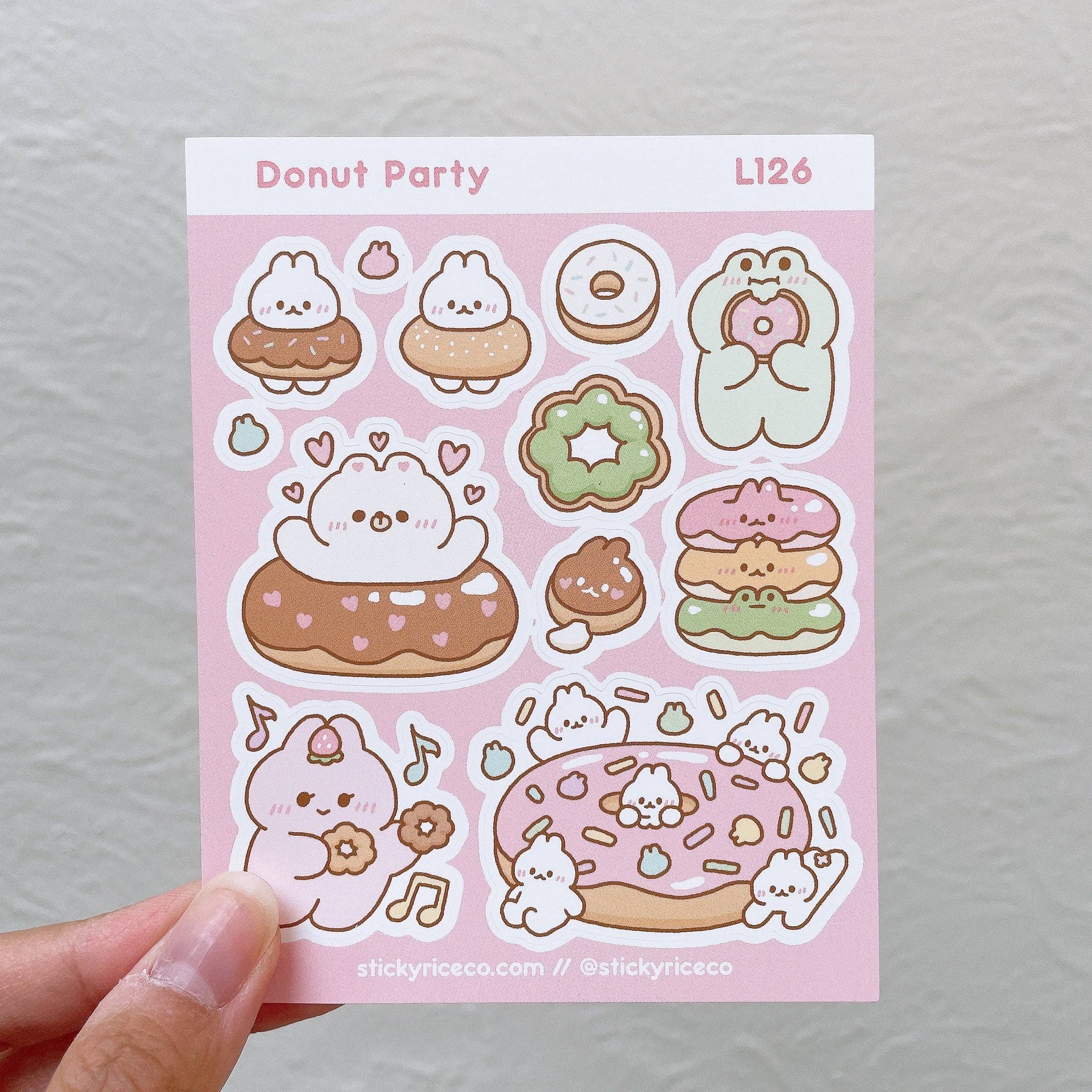 StickyRiceCo - Wholesale Sticker - Donut Party Sticker Sheet2