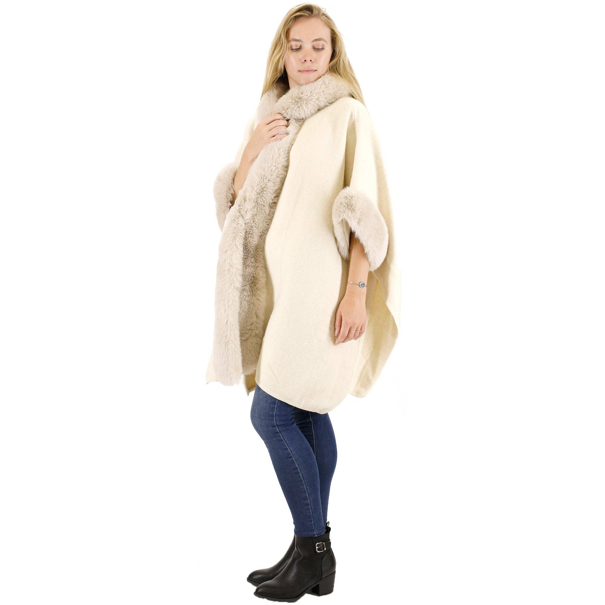 TAPA fashion - Wholesale Fur/Faux Fur Coat - Women's - Fur Hoodie Shawl P183 (3PC)32
