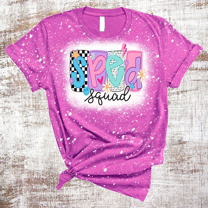 Sped Squad Special Education Sublimation Bleached Tee for wholesale by Sweet Tees