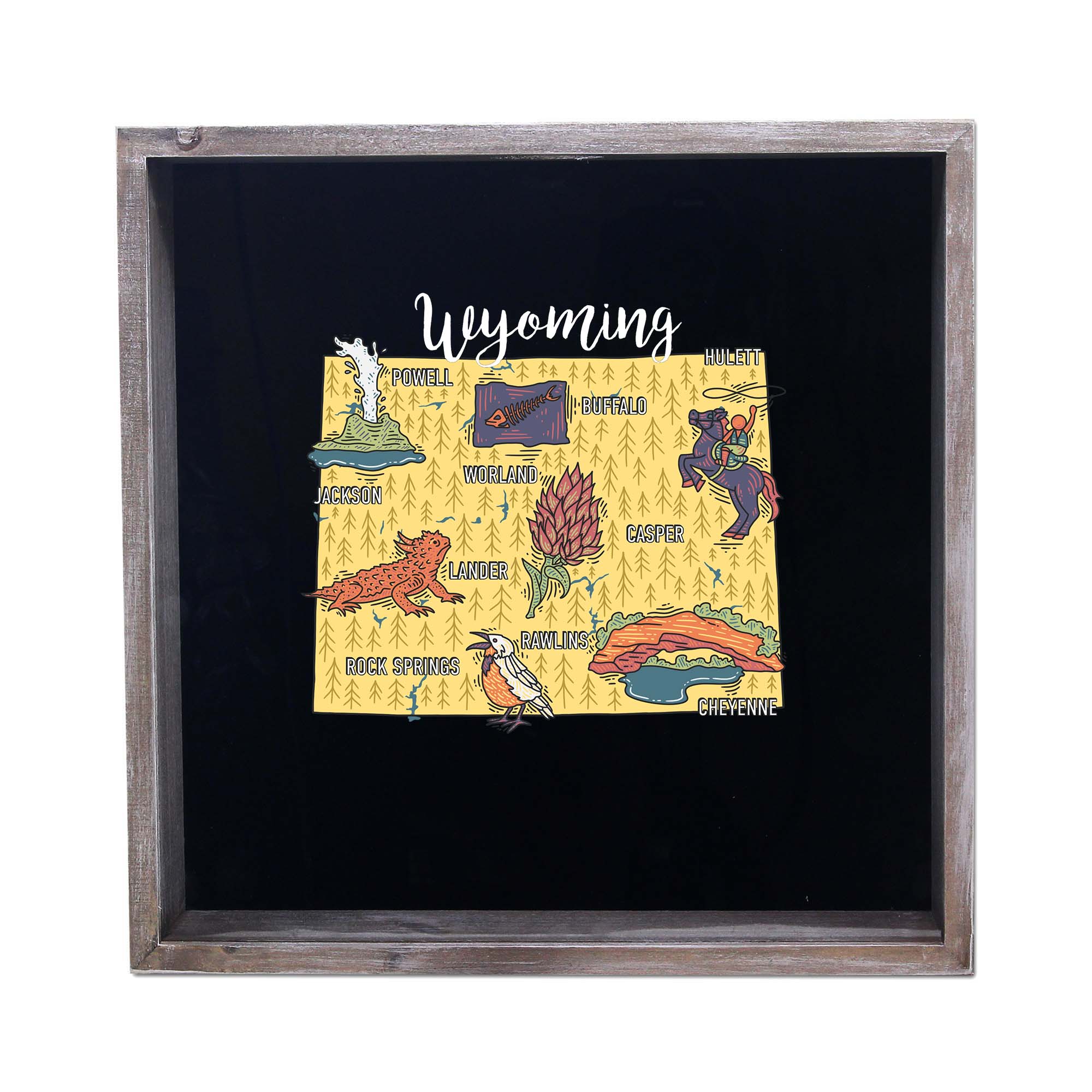 Torched Products - Wholesale Sign - State Map Design Shadow Box - Gray47