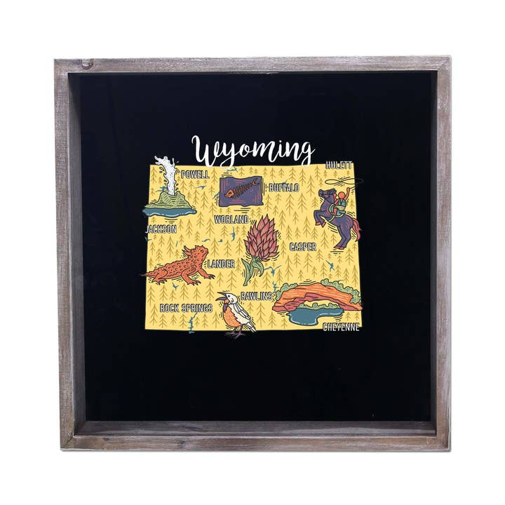 Torched Products - Wholesale Sign - State Map Design Shadow Box - Gray47