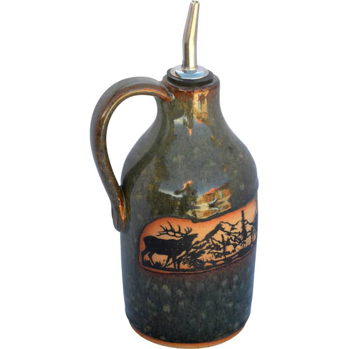 Elkwrap Oil Cruet with Handle and Spout (made to order) for wholesale by Always Azul Pottery