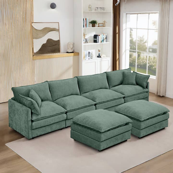 39F Inc. - Wholesale Sofa - Lunara 130" U-Shaped Sectional Sofa w 2 Ottomans,7 Colors36