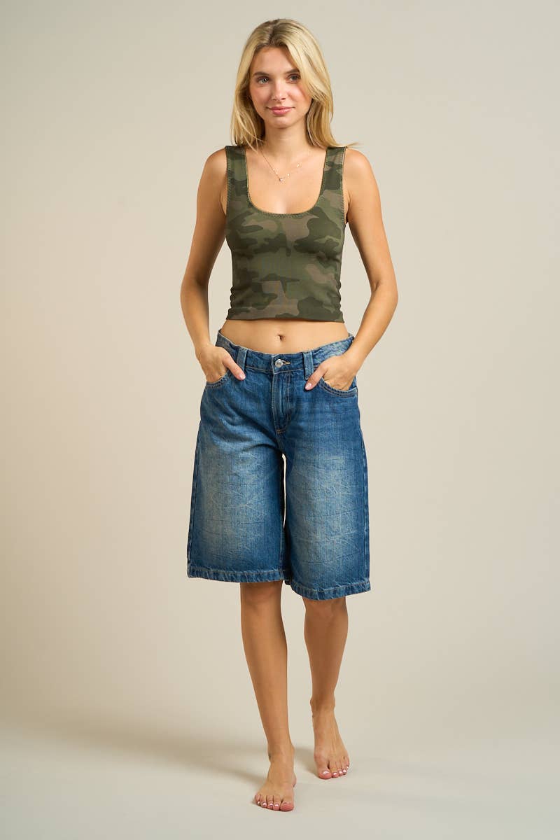 ANWND – wholesale Tank top – Women′s – 55305-Ribbed Scoop Neck Camo Crop Tank9