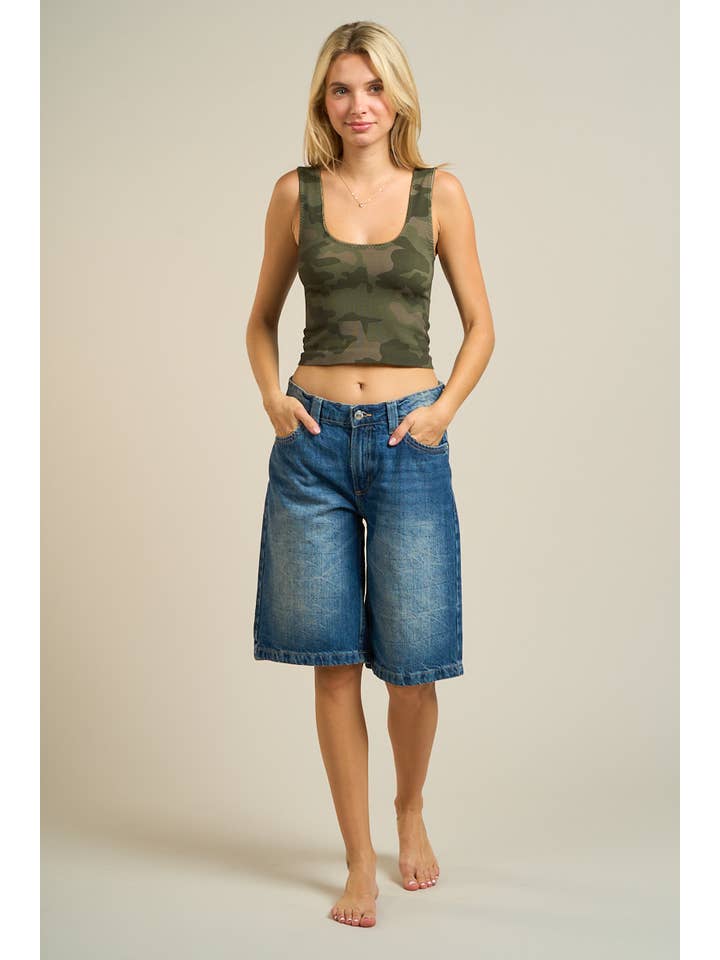 ANWND – wholesale Tank top – Women′s – 55305-Ribbed Scoop Neck Camo Crop Tank9