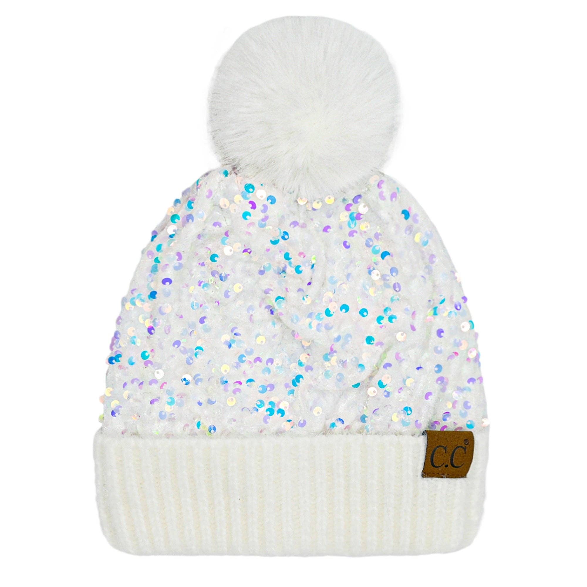 Truly Contagious - Wholesale Beanie - Dames - CC Pom muts met pailletten en pailletten (HTE0012) (HTE0017)3