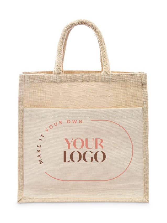 Custom Printed Logo Design Reusable Woven Jute Tote Bag and other Purchase Wholesale custom print. Free Returns & Net 60 Terms on Faire trending on Faire.