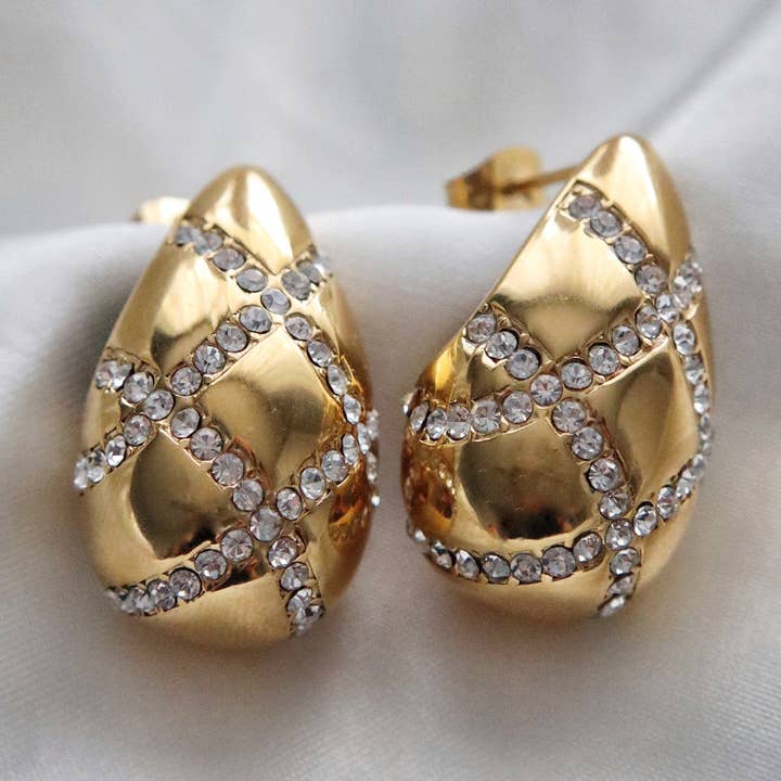 Pave Drop Earrings | Statement Earrings for wholesale by JESSA Jewelry