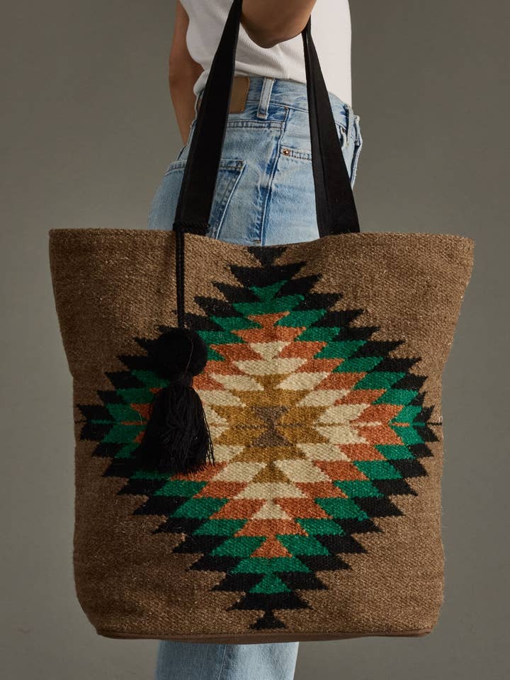 Brown & Multicolored Western Tote for wholesale by Panache Apparel Co.