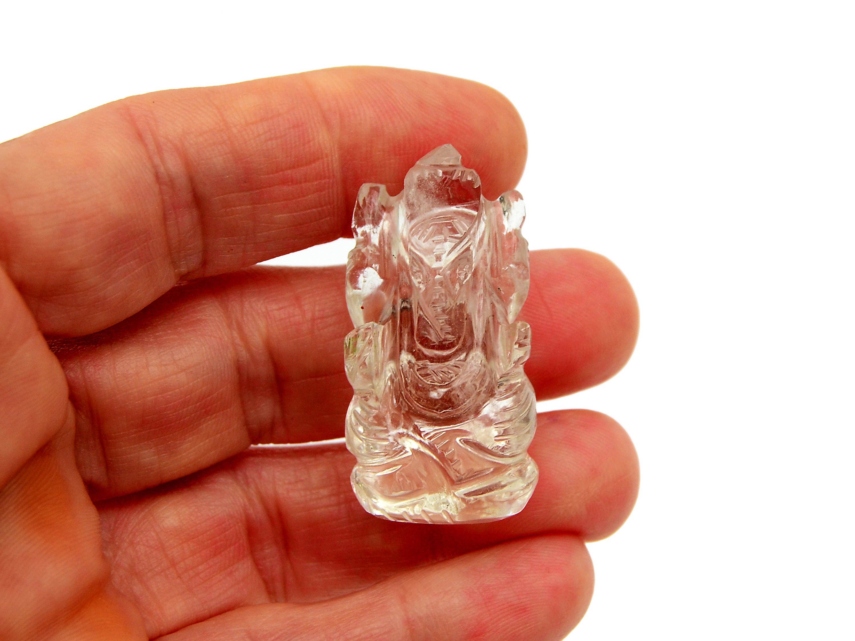 Kaia & Crystals - Wholesale Spiritual Stone/Crystal - Mini Clear Quartz Ganesha Sculpture (30mm - 35mm) -  Hand Carved Crystal8