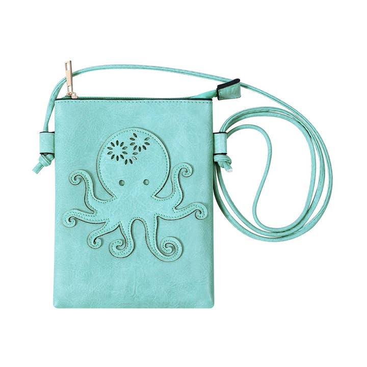 Aqua - Lasergesneden schoudertas voor mobiele telefoon - Octopus voor wholesale door Shine Mark Accessories