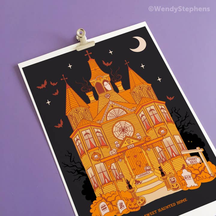 Haunted House Gothic Art Print for wholesale by Wendy Stephens Art