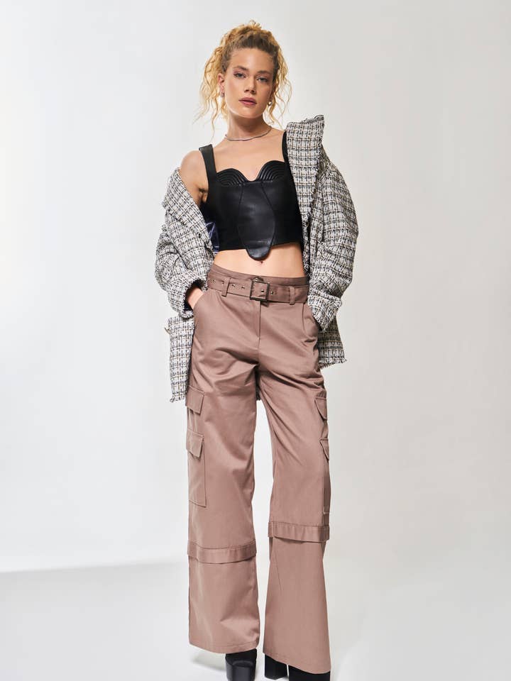 Pamela Gabardine Cargo Pants for wholesale by Basakla