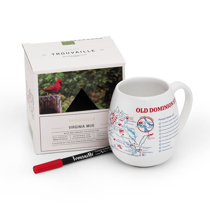 Virginia Map Color In Ceramic Mug for wholesale by Trouvaille Global