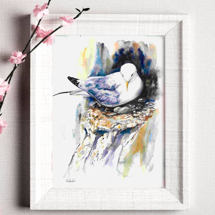 "Kittiwake Nesting" Fine Art Print for wholesale by Naomi Neale Art