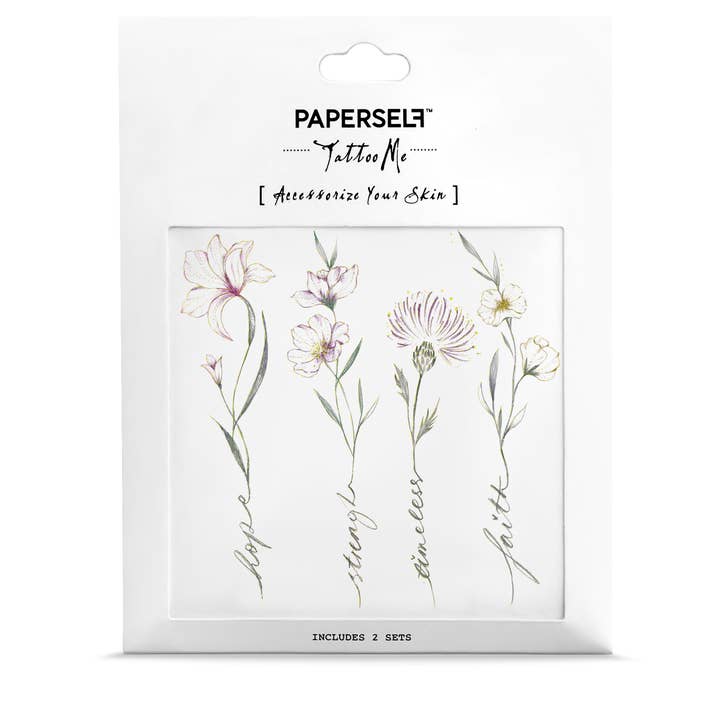 PAPERSELF - Vendita all'ingrosso Tatuaggi temporanei - Flower Script 2 Tatuaggi Temporanei