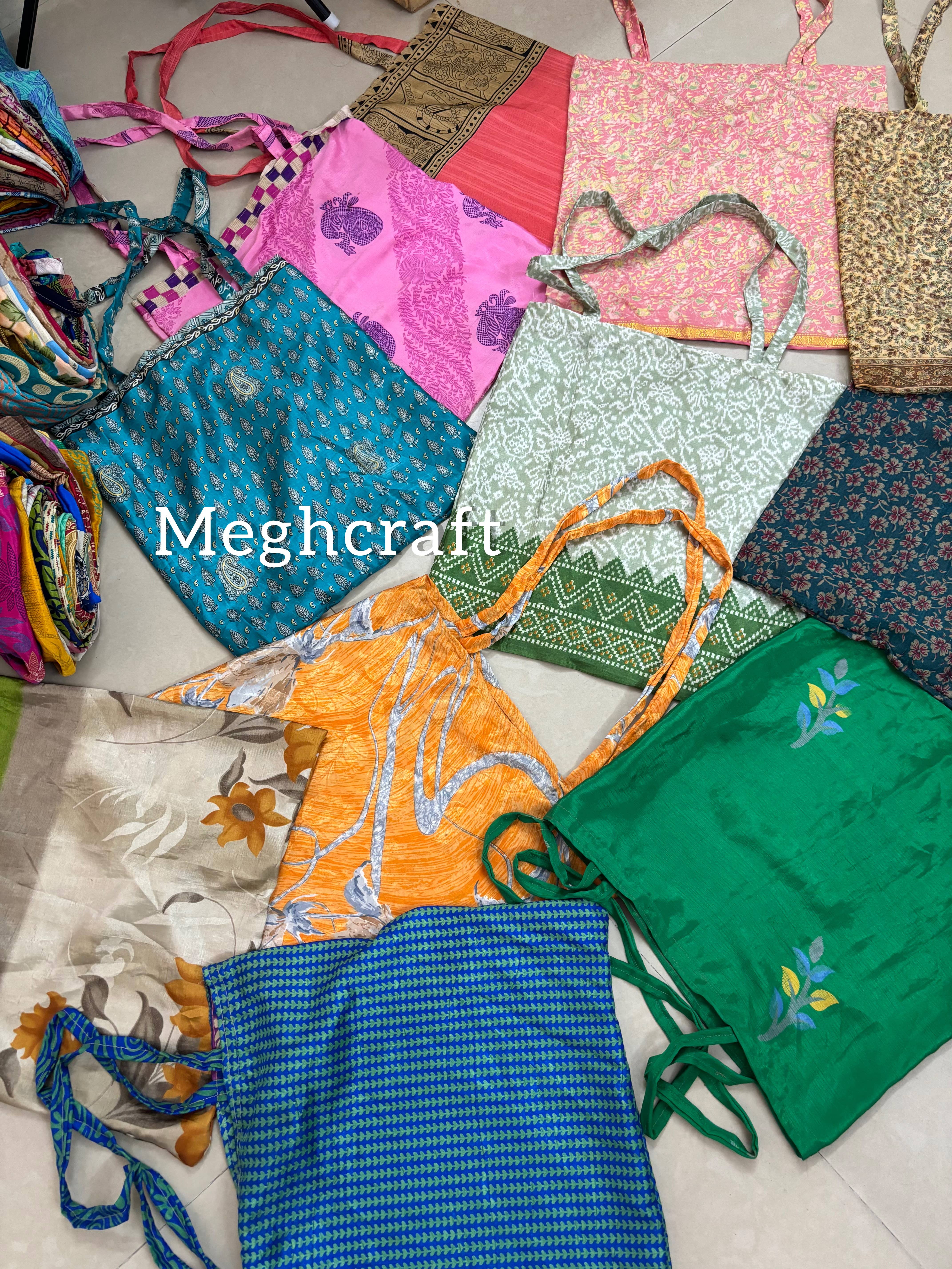 Meghcraft - Wholesale Gift Bag - Upcycled silk Shopping bags-Gift Bags Bulk-Grocery Tote bag6