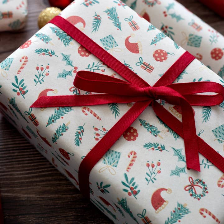 Cascayde – fita para embrulhar presentes por atacado – Fita Biodegradável Vermelha 5m Rolo (9mm)1