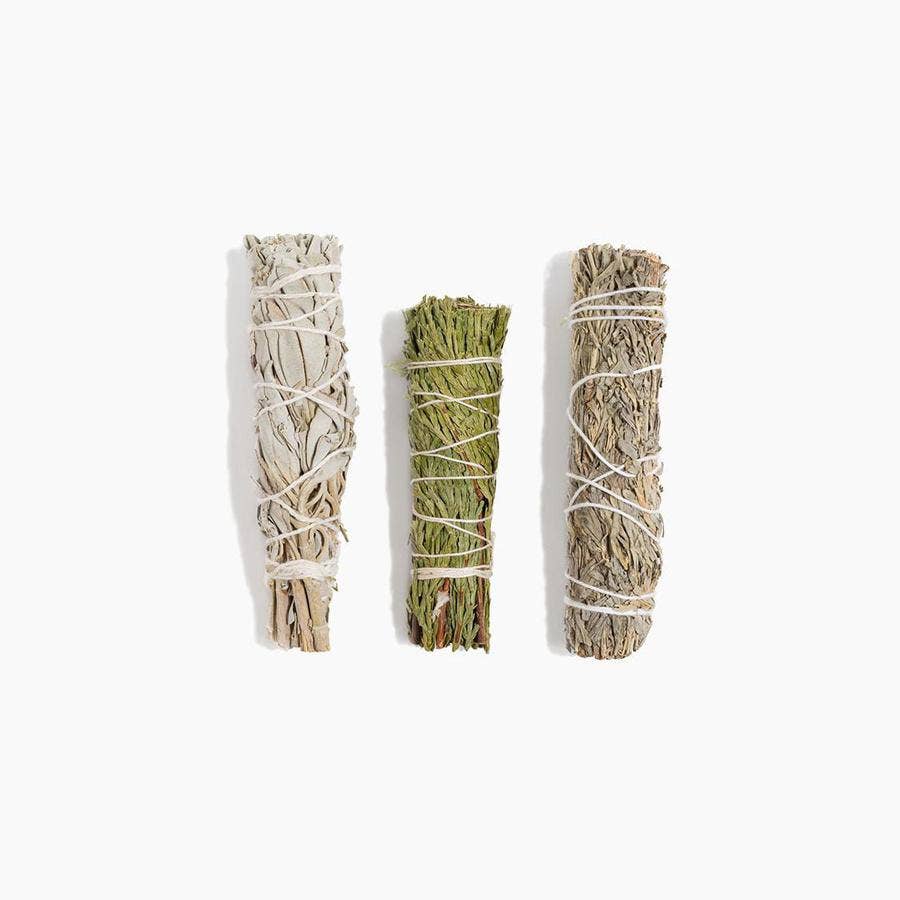 Liv Rocks - Wholesale Smudge Stick - Cedar, White + Blue Sage Sampler Smudge Sticks1