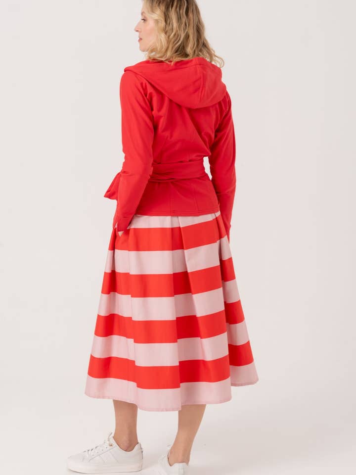 Marianna Déri GmbH - Wholesale Skirt - Women's - Midi Skirt Red & Pink Striped3