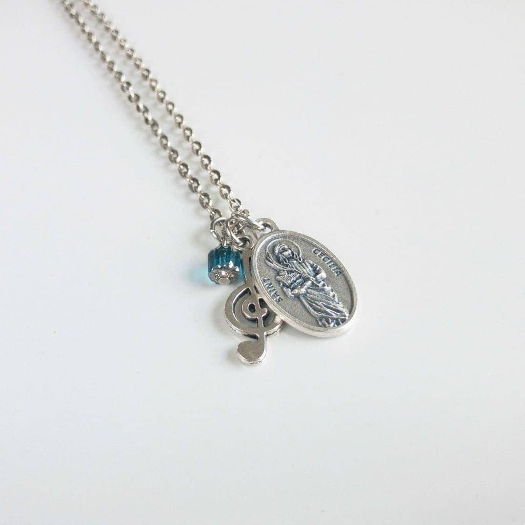 Sagely Sparrow – wholesale Pendant/charm necklace – St Cecilia and Music Note Necklace1