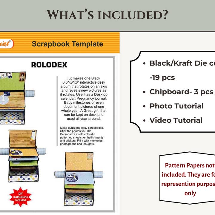 CrafTreat - Vente Scrapbooks - Modèles de scrapbooking CrafTreat Rolodex DIY, 1 ensemble, noir1