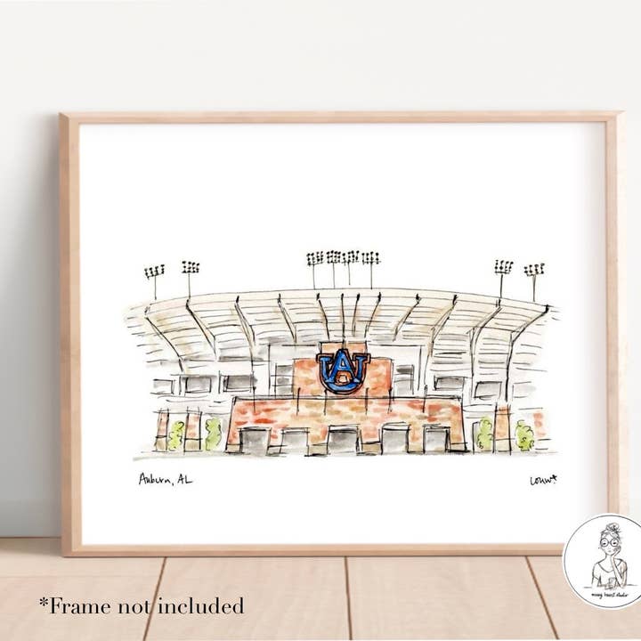 Auburn, Alabama - Stadion. Kunstdruck für den Großhandel von Messy Heart Studio