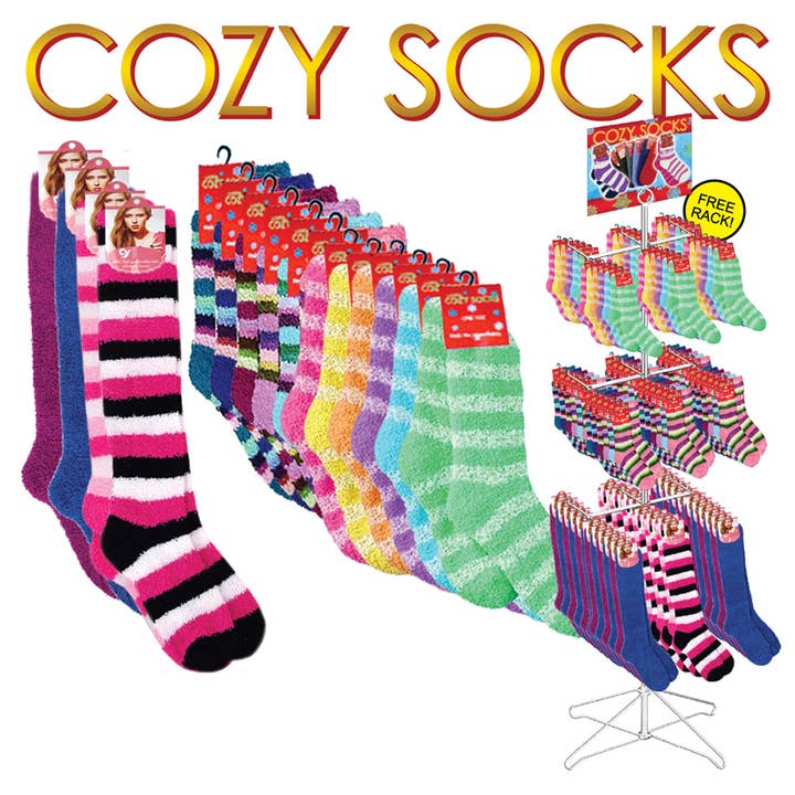 Cozy Socks Assortment 216 Pc Display for wholesale by Deluxe Import Trading