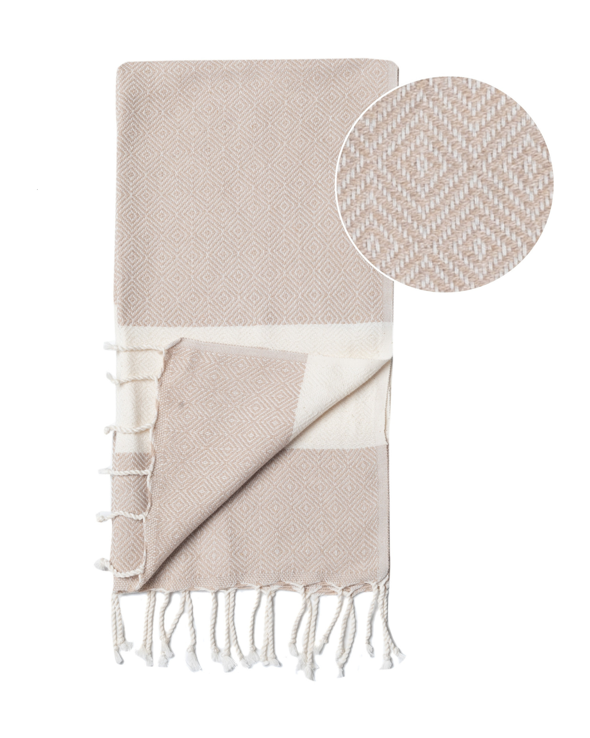 Samimi - Wholesale Beach Towel - DIAMANT Cotton Hammam Towel & Cozy Throw – Beige (180x100 cm)3