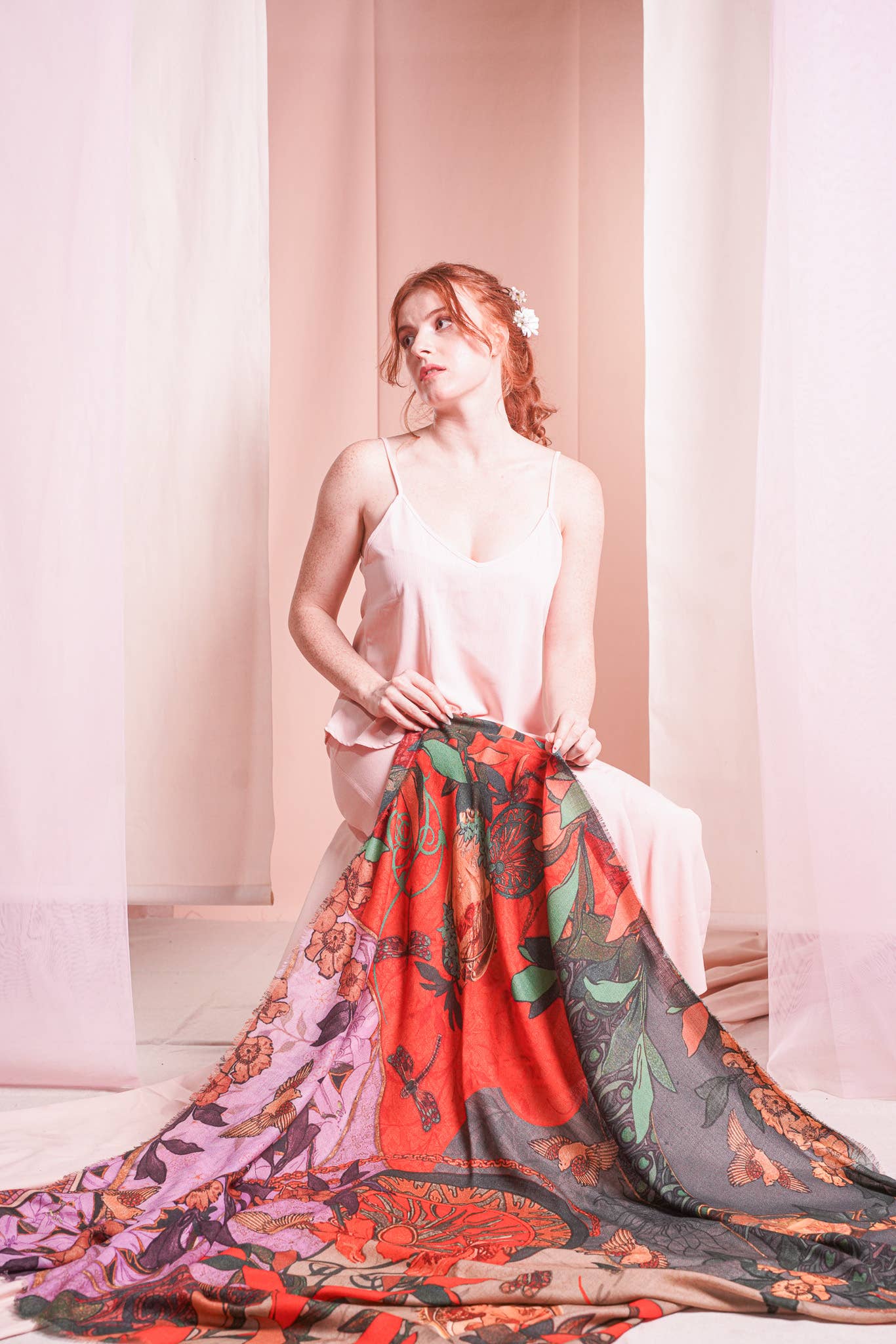 BROKANTE - Wholesale Scarf - Women's - Large cashmere square 130x130cm MUSES3