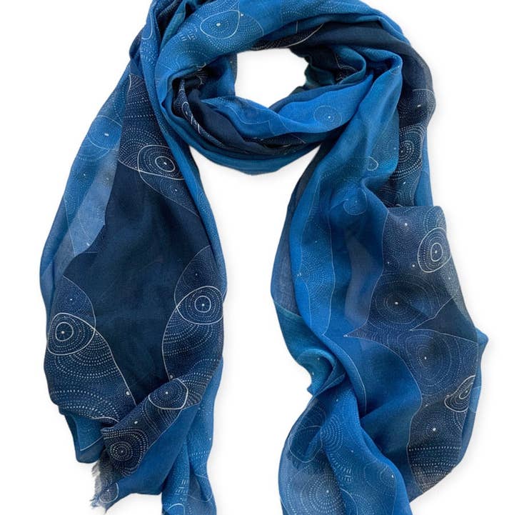 LOVELEEN®️ - Wholesale Scarf - Women's - 'Shining star of the Infinite galaxy' scarf (night sky)0